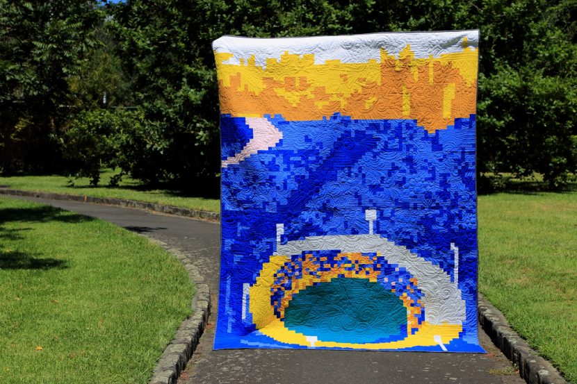 The G quilt made by the Melbourne Modern Quilt Guild